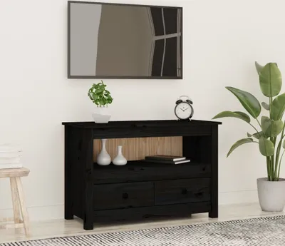 Produktbild von Möbel TV-Schrank Schwarz79x35x52 cm Massivholz Kiefer - TV-Schränke &37170