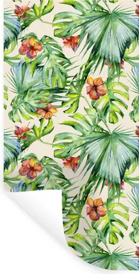Produktbild von MuchoWow® Wandtattoo Wandsticker Wandaufkleber Blume - Blatt - Muster 40x80 cm Selbstklebend und Repositionierbar - Repositionierbar - Wasser abweisend