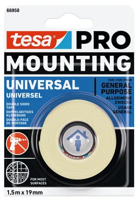 Imagen del producto de Tesa® Mounting Pro Universal 08, color blanco, 1,5 metros x 19 mm