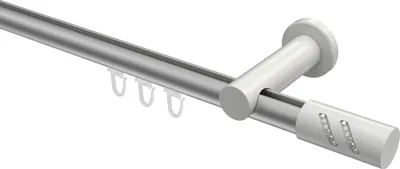 Produktbild von Interdeco Innenlaufstange / Gardinenstange mit Innenlauf Silbergrau / Weiß, Typ Platon Zoena (Glitzerzylinder), 20 mm Ø 1-läufig, 360 cm