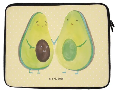 Produktbild von Mr. & Mrs. Panda Laptop Hülle Avocado Pärchen 33 x 42 cm - Gelb Pastell - Geschenk, Liebe, Laptoptasche, Schwangerschaft, Tasche, Notebook, Familie, Computertasche