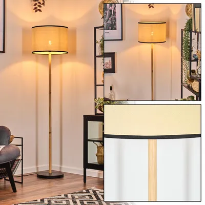 Produktbild von Tamarispa Stehlampe aus Holz/Metall und Schirm aus Papiergeflecht