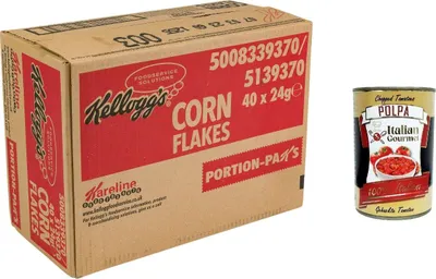 Produktbild von Corn Flakes Single -Potion Knusprige goldene und leckere ohne Palmöl ohne Farbstoffe ohne künstliche Aromen 40x 24g + Italian Gourmet polpa 400g