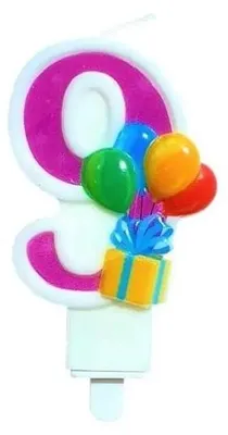 Produktbild von Geburtstagskerze „9“ mit Luftballons – GoParty