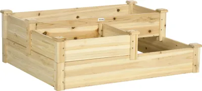 Produktbild von Premium Hochbeet 3-stufig Pflanztreppe aus Tannenholz Natur 108x88x36 cm wetterfestes Kräuterbeet & Pflanzkasten für Garten Balkon & Terrasse