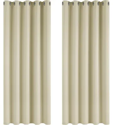 Produktbild von Verdunkelungsvorhang Gardine Wohnzimmer Thermogardine Kälteschutz Ösen 229x168 cm Beige 2er Set