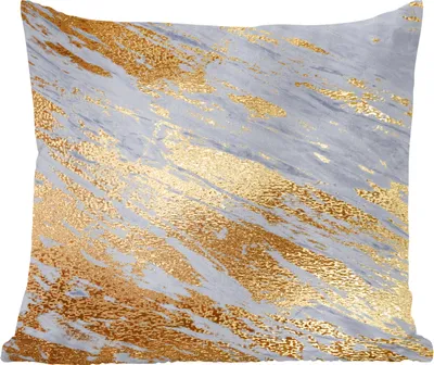 Produktbild von MuchoWow® Zierkissen Sofakissen Wohnzimmer Dekokissen 60x60 cm Marmor - Muster - Gold - Blau - Sitzfläche - Foto Polster