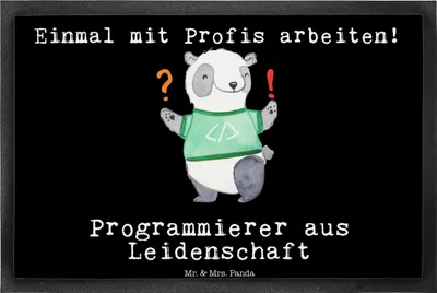 Produktbild von Mr. & Mrs. Panda Schmutzmatte Programmierer Leidenschaft 40 x 60 cm - Schwarz - Geschenk, Computerfreak, Computerfachmann, Haustürmatte, Fussmatte, fußmatte, Nerd