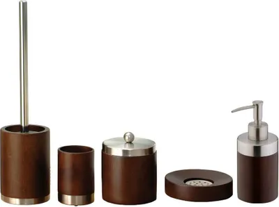 Produktbild von 5tlg Set Bad Accessoires WC Bürste Seifenspender Zahnbürstenhalter Seifenschale Kosmetikdose  Kenia