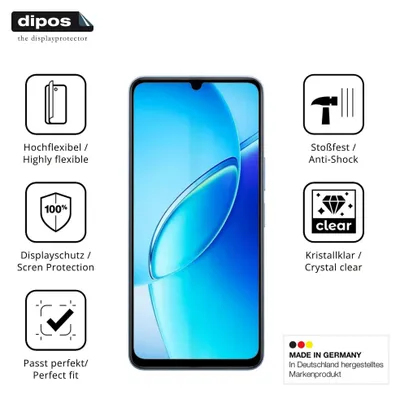 Produktbild von 2x Schutzfolie für Vivo Y60 Folie, 100% Displayabdeckung, dipos Flex