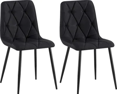 Produktbild von CLP 2er Set Esszimmerstuhl Clairton gepolstert mit Rückenlehne bis 150 kg belastbar schwarz Material Stoff