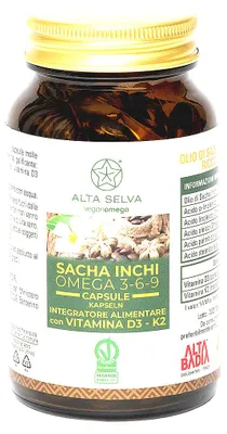 Produktbild von ALTA SELVA Omega 3-6-9 Nahrungsergänzungsmittel mit Vitamin D3 und K2 – 120 vegane Kapseln mit Sacha Inchi Öl