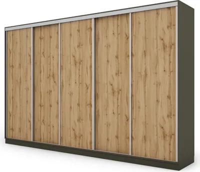 Produktbild von Meblast | Schrank 5D/380; Graugraphit/Eiche Wotan (silberne Beschläge) - Premium-Beschläge | Modern, Robustheit