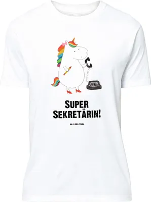 Produktbild von Mr. & Mrs. Panda Größe L T-Shirt Einhorn Sekretärin - Weiß - Geschenk, mit Spruch, Steuerkanzlei, Bürohilfe, Einhörner, Tshirt, Unicorn, Shirt