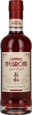 A bottle of Campari Negroni cocktail.