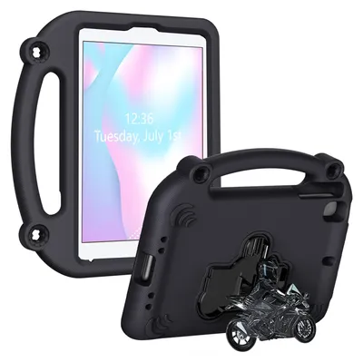 Image de Étui de protection en mousse EVA compatible avec l'iPad Mini 1/2/3/4/5 (7,9 pouces) – Résistant aux chocs avec support intégré – Motif moto – Noir