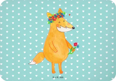 Produktbild von Mr. & Mrs. Panda magnet Fuchs Blumen - Türkis Pastell - Geschenk, Blumenliebe, Kühlschrankmagnet, Ich, Notizhalter, Mich, zettelhalter, rechteckmagnet, whiteboardmagnet