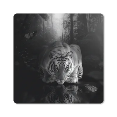 Produktbild von MuchoWow® Mauspad Mousepad Tiere - Schmetterling - Tiger - Schwarz - Weiß 30x30 cm - Mousepads - Maus Mat - Pad - Mausunterlage - Gaming