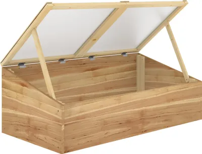 Image de Outsunny Mini-serre de jardin toit ouvrable individuellement des deux côtés panneaux en polycarbonate bois de sapin pré-huilé