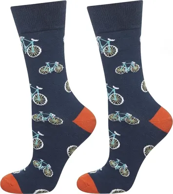 Produktbild von Männliche Baumwollsocken - Fahrradmotiv - lange Socken - Größe 40-45 - Geschenk für Papa - Geburtstagsgeschenk