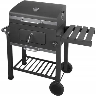 Immagine prodotto di BBQ - Carbone per barbecue - Affumicatore - Barbecue - Griglia - con tavoli laterali, ruote e ripiano portaoggetti