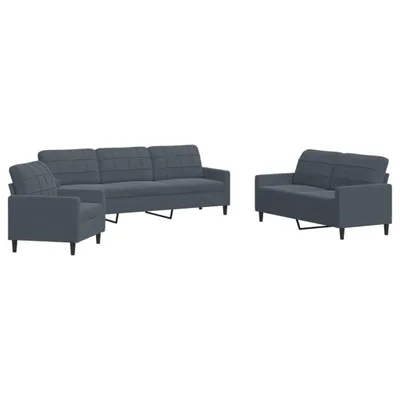 Image de Ensemble de canapés 3 pcs avec coussins Gris foncé Velours