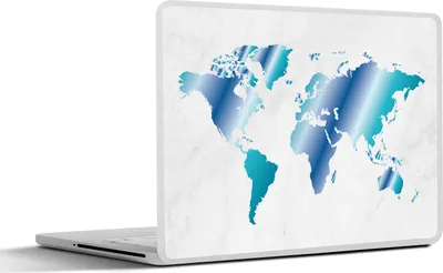 Produktbild von MuchoWow® Laptop Aufkleber Sticker Cover Weltkarte - Blau - Marmor 40x30 cm - Laptop Dekoration - Selbstklebend