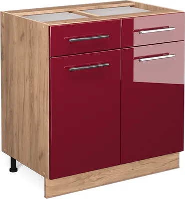 Obrázek produktu pro Spodní skříňka kuchyňské linky Vicco Fame-Line Bordó červená vysoký lesk 80 cm bez pracovní desky, Model 38346