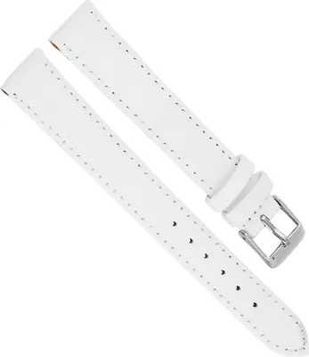 Produktbild von Minott | Uhrenarmband weiß Leder glatt | Ersatzband XL Überlänge Naht, Stegbreite:18mm, Schließe:Silbern