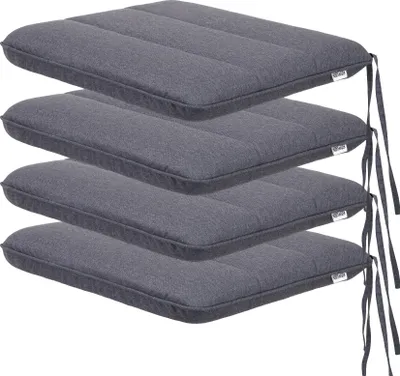 Zdjęcie produktu dla Zestaw mebli ogrodowych PillowPrim z 4 poduszkami, do krzeseł, foteli i ławek ogrodowych, na zewnątrz, pokrowiec na leżak, poduszka, sofa, poduszka uniwersalna, granatowy, 50 x 43 x 6 cm