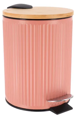 Produktbild von TENDANCE Mülleimer Abfalleimer 3 l rosa beige Abfallbehälter aus Metall mit Deckel