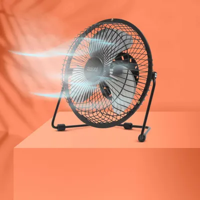 Produktbild von USB-Mini-Ventilator – Schwarzer Tischventilator mit um 180° drehbarem Kopf – 18 cm Durchmesser – Edelstahlflügel [51110]