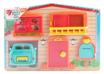 Produktbild von Playgo Holzspielbrett Haus Lernspielzeug Motorik für Kinder