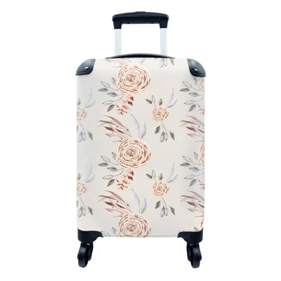 Produktbild von MuchoWow® Koffer Handgepäck Trolley Rollkoffer Kleine Reisekoffer mit 4 Rollen - Rosen - Gold - Muster - Cabin Size < 55x40x23 cm & 55x40x20 cm - Fotokoffer - Kabinenkoffer - Boardgepäck - Reise-Box - Reisekoffer - Reisegepäck - Koffer mit Bild - Trolley für Kinder