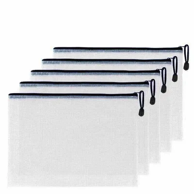 Produktbild von 10-Pack Dokumententasche A4, Reißverschlussbeutel Mesh Taschen Set Zipper Beutel für Datei, Papier, Dokumente, Kosmetika und Reiseutensilien