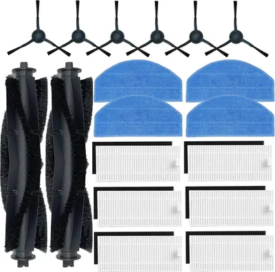Produktbild von Kit Zubehörteile zum Austausch für HONITURE G20 / G20 Pro, für Evol 3 Saugroboter, 2 Hauptbürsten, 6 Seitenbrüsten, 6 Filter, 4 Serpillière-Lingetten.