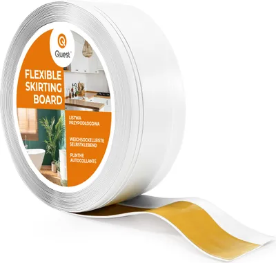 Immagine prodotto di QUEST Battiscopa autoadesivo in PVC, flessibile DEKOR Battiscopa, 50x20 mm, bianco, 50x20 mm, 10 m