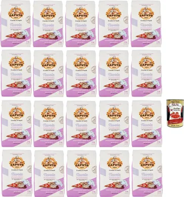 Produktbild von Caputo Nuvola Farina di Grano Tenero Tipo "0", Transversal mehl, perfekt für Focaccia, Pizza in Pfanne und zeitgenössische Pizza 20x 1 Kg + Italian Gourmet polpa 400g
