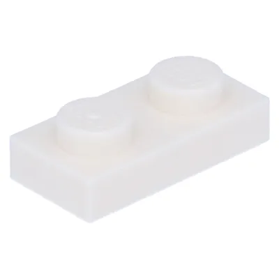 A single white LEGO brick with two studs.