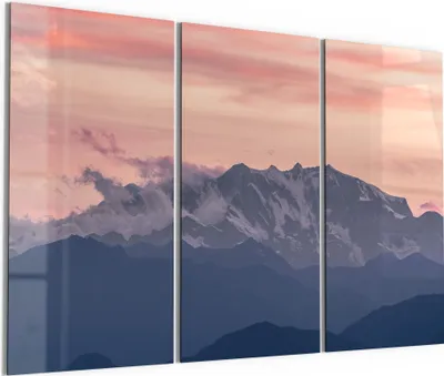 Produktbild von DEQORI Glasbild Echtglas 3x50x100 cm 'Alpenabendglanz' Wandbilder XXL groß
