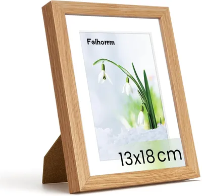 Zdjęcie produktu dla Rama na zdjęcia z drewna dębowego, z bezpiecznego szkła, wymiar 13x18 cm, przeznaczona do zdjęć