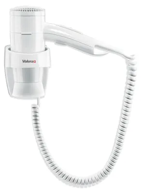 Zdjęcie produktu dla Suszarka do włosów montowana na ścianie - 1200 W - Biała - Kompaktowy model hotelowy