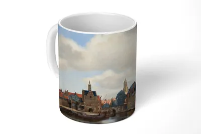 Produktbild von KitchenYeah® Tasse Kaffeetasse Kaffeebecher 350 ml Ansicht von Delft - Gemälde von Johannes Vermeer Teetasse - Fototasse - Becher - Keramikbecher - Teebecher - Kaffeetasse - Bürotasse