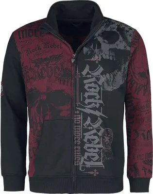 Produktbild von Rock Rebel by EMP Herren rot/schwarze Sweatjacke mit Reißverschluss und Prints XL