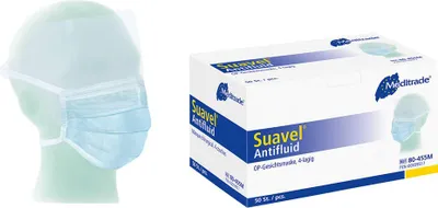Produktbild von Suavel® AntifluidOP-Maske mit Schutzvisier, blau, | Packung (50 Stück)