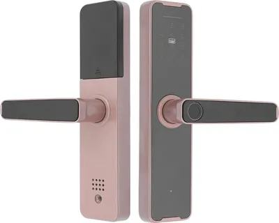Produktbild von Smartes Türschloss - WiFi - Fingerabdruck - Code-Tastatur - Mechanischer Schlüssel - Batteriebetrieben - Für Türstärke 30–50 mm - Roségold