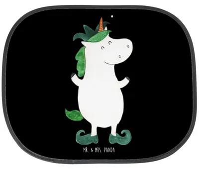 Produktbild von Mr. & Mrs. Panda Sonnenblende Auto Einhorn Joker - Schwarz - Geschenk, Einhörner, Sonnenschutz, hitzeschutz, Unicorn, Kasper, Mittelalter, Gaukler