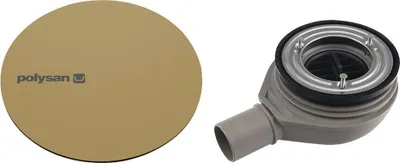 Produktbild von Polysan MIRAI Duschwannen Siphon, Durch. 90mm, DN40, Gold matt Abdeckung