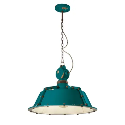 Produktbild von Industrielle Kronleuchter Eisen und Vintage Keramik Grün 1 Licht E27 52Cm
