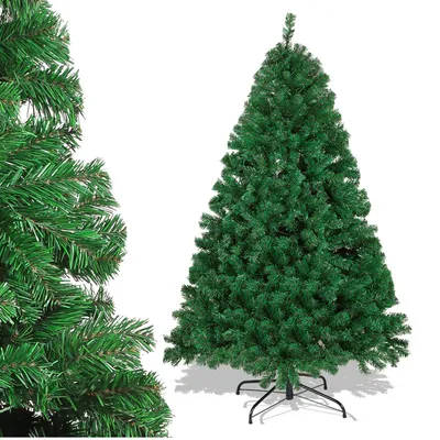 Produktbild von Bettizia 150cm Künstlicher Weihnachtsbaum, Tannenbaum mit Metallständer, Christbaum 400 Spitzen PVC Nadeln, Kunstbaum Weihnachten Klappsystem grün